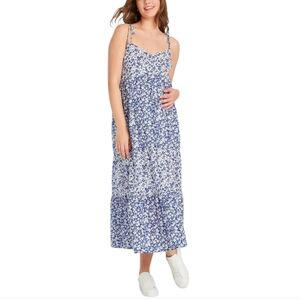 HATCH Maternity Floral Maxi Dress Tiered Blue White ‎Cottage Boho Prairie XXL